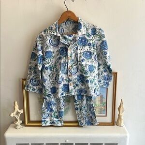 Floral Pajama Set in Blue and Green